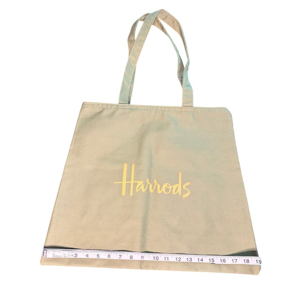 Harrods of London Iconic Green Tote Bag with Gold Zipper - Classic Shopper - Picture 6 of 7